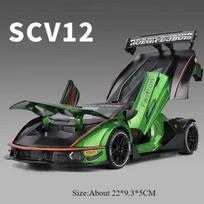 1:24 Lambor Huracan STO SCV12 Model Toys Alloy Diecast Cars Doors Opened with Sound Light Pull Back Vehices Boy's Birthday Gifts black