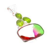 Bi-Color Tourmaline, Peridot Gemstone 925 Sterling Silver Jewelry Pendant 2.09  AH-5248 2.17 green