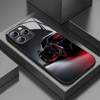 Juodas šaunus automobilio rašto stiklinis telefono dėklas, skirtas iPhone 17 Pro Max 11 12 13 14 15 16 Pro 16E 17Air 7 8 15 Plus XR XS X dangtelis iPhone 7 Plus black