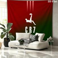 CR7 Cristiano Ronaldo Wall Tapestry Aesthetic Wall Hanging Printed Fabric Blanket Decorative Tapestries for Bedroom Living Room Home Decor 130cm x 150cm black
