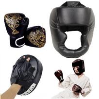 Suaugusiųjų/vaikų MMA Saugos bokso pirštinės Šalmas Galvos apsaugos PU odos pirštinės Vaikų bokso treniruotės Kickboksininkas Taikinys child black