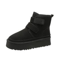 Moteriški Žieminiai Šilti Platforminiai Batai Ponios Dirbtinio Kailio Sniego Ankle Boots Klasikiniai Mini Prabangaus Prekės Ženklo Moteriški Aukštakulniai Storu Padu Booties 39 black