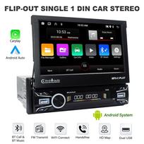 Automobilio radijas 1Din 7'' 2GB+64GB ištraukiamas jutiklinis ekranas Android Multimedia Carplay Universalus Autoradio galvos blokas FM Navigacija GPS NO CAM black