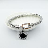 Trendy Roman Numeral Epoxy Stainless Steel Bracelet in Gold & Rose Gold white