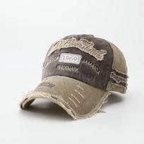 Ripped deep top baseball cap women's Korean Spice Girl patch cap letter embroidery sun hat men Adjustable (55-59cm) gray