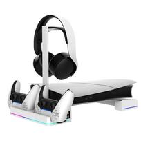 3 IN 1 for PS5 Slim Console RGB Horizontal Cooling Stand Controller Charger Headphone Holder for Playstation 5 Slim Only Cooling Stand balta
