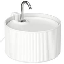 Keraminis gertuvės fontanėlis katėms ir šunims, 2,2 l, su 4 pakopų filtru ir tylia pompa, baltas