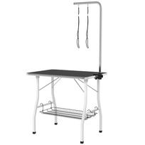 Kirpimo stalas šunims su reguliuojamu laikikliu ir lentyna, 90x60x76 cm, iki 40 kg, juodas