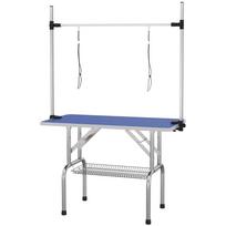 Kirpimo stalas šunims ir katėms 107x60 cm, sulankstomas, su laikikliu ir apatiniu krepšiu, iki 100 kg, mėlynas