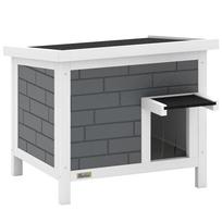 Lauko namelis katėms 61x51x53,5 cm, apšiltintas, su atidaromu stogu ir durelėmis, iki 5 kg, pilkas