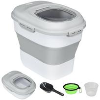 Sulankstomas sauso maisto indas gyvūnams 25 l, sandarus, su ratukais ir priedais, 44x32x37 cm, pilkas