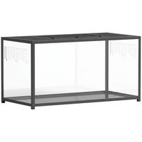 Žiurkėnų narvas 100x50x52,5 cm, akrilinis, su atidaromu dangčiu, durelėmis ir giliu padėklu, juodas
