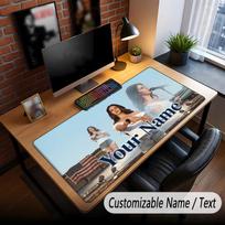 Custom Name Extended Mouse Pad,Lana Del Rey Gaming Desk Mat For Home Office Desktop Decor 50cmx100cm brown