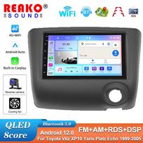 Android Car Radio Multimedia, skirta Toyota Vitz XP10 Yaris Platz Echo 1999-2005 Stereo Auto Carplay Autoradio GPS Navigation DSP 4G 2+32 AHD+FAN gray