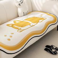 Cat Dog Panda Sofa Covers Sectional Couch Furry Non Slip Sofa Slipcover Furniture Protec Irregularity Three-seat Sofa Cushion 70x70cm yellow