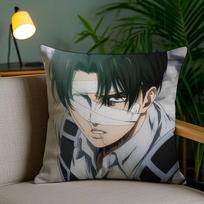 Anime Levi Ackerman Attack On Titan-T Pillow Case Anti-dustmite Pillowcase Invisible zipper silky short plush Sofa cushion cover 12x12Inch gray