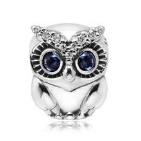 PANDORA 798397NBCB Sparkling Owl Silver Charm 798397NBCB black