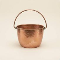 Hammered Copper Bucket Burnished Carry Handle brown