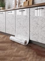 Lipni marmuro plėvelė - Vandeniui/aliejui atsparūs PVC tapetai virtuvės sienelėms ir stalviršiams - Nulupkite ir klijuokite 55x100cm white