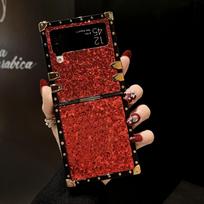 Samsung Z Flip7 Lengvo prabangumo blizgu dėklas: Pilna apsauga, Apsauga nuo kritimo, Suderinamas su Flip5, Kvadratinis dizainas. Flip7 raudona