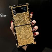 Samsung Z Flip7 Lengvo prabangumo blizgu dėklas: Pilna apsauga, Apsauga nuo kritimo, Suderinamas su Flip5, Kvadratinis dizainas. Flip6 auksas