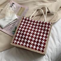 Ins Linen Lunch Box Bento Bag for Women Hand Carrying Linen Bag Fashionable Portable Handbag for Girls Small Shoulder Bag gray
