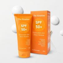 The Routine SPF 50+ Sunscreen Gel Skin Shield | With Avobenzone, Uvinul A Plus B, Alpha Arbutin, Hyaluronic Acid & Vitamin C | Lightweight Gel Form orange