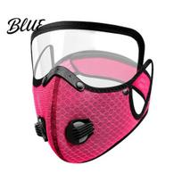 Lightweight Face Shield Cycling Mask with Eye Shield Breathing Valve rožinė raudona spalva