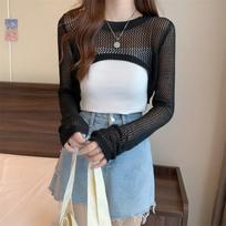 Chic Sweet & Spicy Short Hollow Knit Cardigan - Sexy Sun Protection Long Sleeve Summer Top for Women One Size juoda