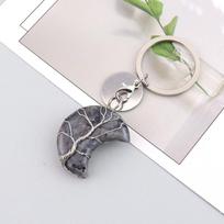 Natural Stone Moon Keychain Keychain, Bag Pendant, Moon Keyring Pendant. gray