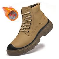 Leather Mens Casual Boots Luxury Brand Outdoor Sports Travel Boots High-quality Winter Suede Warm High Top Leather Boots 45 gray