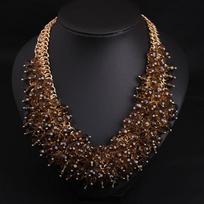 Prabangūs kalnų krištolo karoliai Stiklo kristalo papuošalai Choker Statement Bib apykaklė moterims Karoliai Boho Indijos Etniniai Vestuvėms Šventei kava