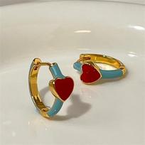 France Light Luxury Enamel Thick Rhinestone Hoop Earrings For Women Stainless Steel Huggie Ear Party Jewelry Wholesale brown