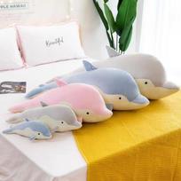 Internet celebrity software dolphin plush toy doll down cotton sea creature cute doll sleeping pillow 35cm pilka spalva