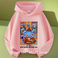 KPop Demon Hunters Saja Boys Hoodie For Kids Autumn Fashion Sweatshirt Funny Fans Gift Anime Hooded Pullover Girls Boys Hoodies 160 pink