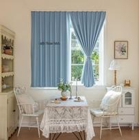 Haze Blue Velcro Blackout Curtains - 6 Colors, 100% Blackout, Wave Hem Design