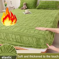 1PC Autumn and Winter Plush Bed Sheet Mattress Cover Beige Green 90 * 200cm/120 * 200cm/150 * 200cm/180 * 200cm/200 * 220cm 90*200*30cm beige