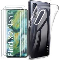 Dėklas - HoNC - Oppo Find X2 Neo - Skaidrus - Minkštas TPU - 3 Grūdinto Stiklo Apsauginės Plėvelės
