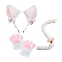 Katės Kostiumo Rinkinys Helovinas Kalėdos Gyvūno Cosplay Reikmenys Katės Ausys Lankelis Uodega Varpelis Nėrinė Chokeris Pirštinės Suaugusiems Vaikams white