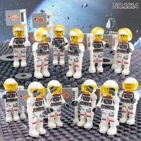 Building blocks, figures, astronaut 1814 pilot toys, mini figures, humanoid dolls, children's toys, birthday gifts, black