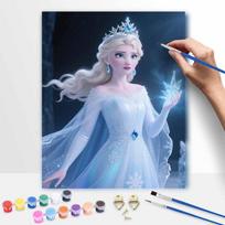 Disney Frozen Elsa Character Digital Oil Painting Art Kit Hand Painted Home Decor 30x40cm gray