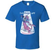 Snagglepuss Exit Stage Left Funny 60s Tv Cartoon Worn Look T Shirt M blue
