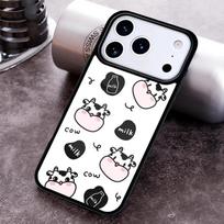 Milk Cow Skin Print Luxury Phone Case for iPhone 17 16 15 Pro Max Air 14 13 12 11 Plus Shockproof Capa Cover iPhone Air gray