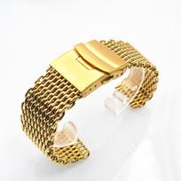 Šaunus Shark 1,2 mm storio pintas 304 nerūdijančio plieno tinklelio laikrodžio dirželis su tvirtu grandinės sagtimi, galimas 18, 20, 22, 24 mm dydžių beige