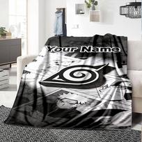 Naruto Character Customize Your Name Blanket Cozy Personalized Blanket Soft Warm Cozy Versatile for Couch Picnics Nap Bed All-Season Use 150cmx180cm black