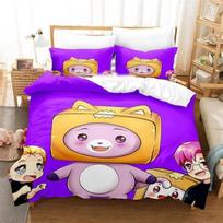 3D Cartoon Foxy Boxy Lanky-box Bedding Set Duvet Cover Bedroom Comforter Covers Single Twin King Size Quilt Cover Home 2/3PCS EU Single(135*200cm)3pcs blue