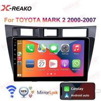 Android radijas, skirtas Toyota Mark II X100 2000–2007 stereofoniniam automobiliniam daugialypės terpės vaizdo grotuvui Carplay No 2 Din Navigation Auto 1GB+32GB carplay blue