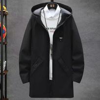 Spring Men's Classic Fashion Trend Long Windbreaker Men Casual Loose Hooded Coat XXXL juoda
