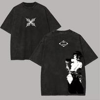 Bleach Soi Fon Vintage Washed Anime Graphic T‑Shirt Manga Unisex O‑Neck Short Sleeve Tee Casual Streetwear Tops for Men Women S black