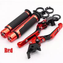 For HONDA CRF1000L CRF 1000L CRF1000 L 2016 2017 2018 Motorcycle Adjustable Folding Brake Clutch Levers Handlebar Hand Grips raudona